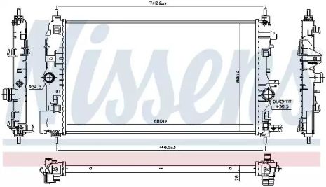 Радіатор охолодження двигуна VAUXHALL CASCADA, OPEL ASTRA, NISSENS (630763)