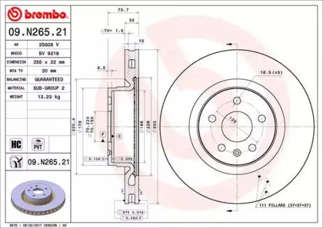 Диск тормозной TESLA MODEL, BREMBO (09N26521)