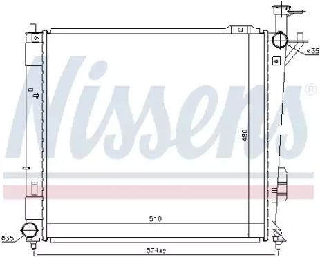 Радиатор охлаждения двигателя HYUNDAI SANTA, NISSENS (67518)