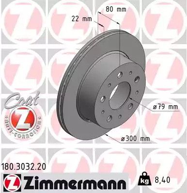 Диск тормозной FIAT DUCATO, PEUGEOT BOXER, ZIMMERMANN (180303220)