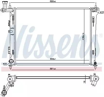 Радиатор охлаждения двигателя HYUNDAI i30, KIA PRO, NISSENS (66674)