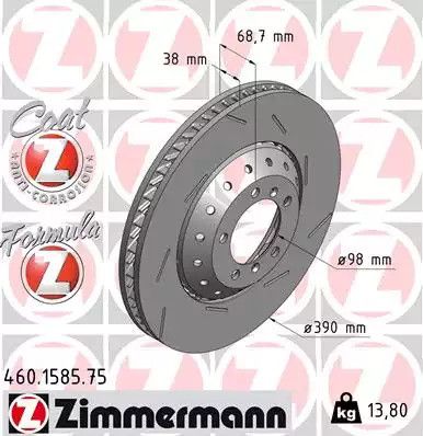 Диск тормозной PORSCHE PANAMERA, ZIMMERMANN (460158575)