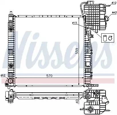 Радиатор охлаждения двигателя MERCEDES-BENZ V-CLASS, NISSENS (62561A)