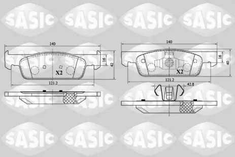 Комплект гальмівних колодок, дискове гальмо DACIA LOGAN, RENAULT TWINGO, Sasic (6214029)