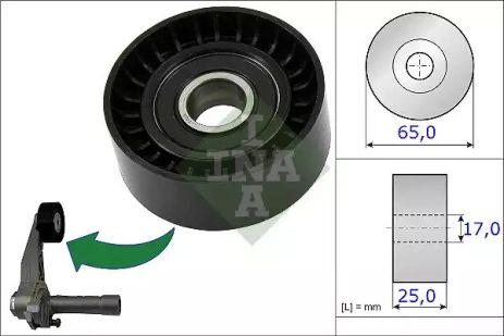 Натяжной ролик поликлинового ремня OPEL GRANDLAND, DS DS, INA (531086610)