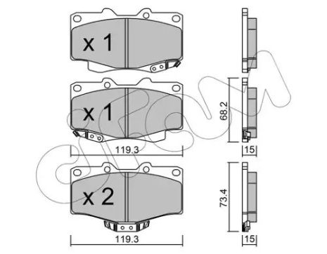 Комплект гальмівних колодок, дискове гальмо VW TARO, TOYOTA HILUX, CIFAM (8221290)