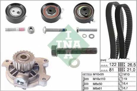 Помпа + комплект ремня ГРМ VW LT, INA (530048330)