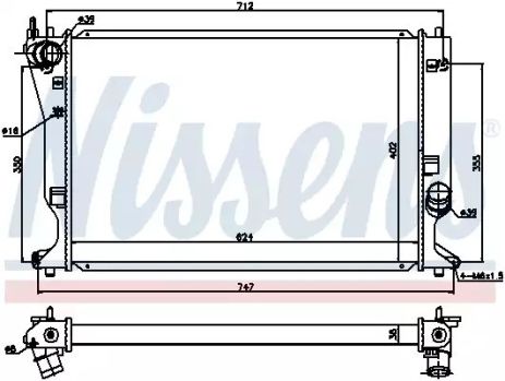 Радиатор охлаждения двигателя TOYOTA AVENSIS, NISSENS (64695)