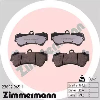 Комплект гальмівних колодок, дискове гальмо VW TOUAREG, PORSCHE CAYENNE, ZIMMERMANN (236929651)