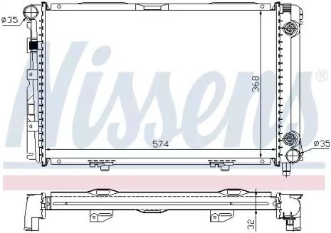 Радиатор охлаждения двигателя MERCEDES-BENZ 190, NISSENS (62670A)