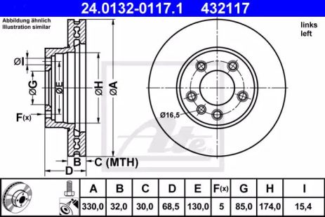 Диск тормозной VW TOUAREG, PORSCHE CAYENNE, ATE (24013201171)