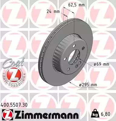 Диск тормозной MERCEDES-BENZ C-CLASS, ZIMMERMANN (400550730)