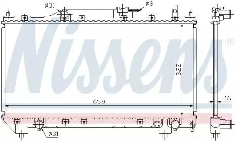 Радиатор охлаждения двигателя TOYOTA AVENSIS, NISSENS (64781A)