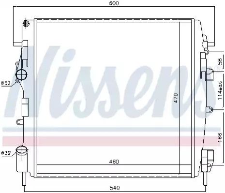 Радиатор охлаждения двигателя NISSAN KUBISTAR, RENAULT KANGOO, NISSENS (63762)