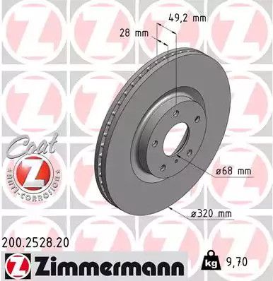 Диск тормозной INFINITI FX, NISSAN MURANO, ZIMMERMANN (200252820)