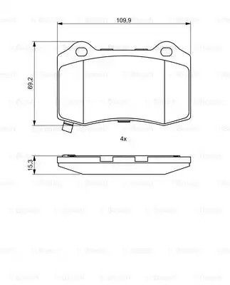 Комплект гальмівних колодок, дискове гальмо DODGE MAGNUM, JEEP GRAND, BOSCH (0986494708)