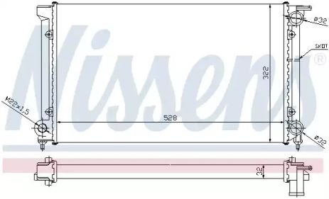 Радиатор охлаждения двигателя SEAT TOLEDO, VW GOLF, NISSENS (651511)
