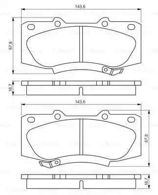 Комплект тормозных колодок, дисковый тормоз TOYOTA HILUX, BOSCH (0986495352)