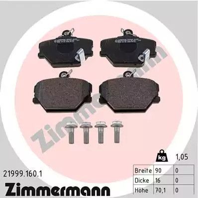 Комплект гальмівних колодок, дискове гальмо SMART FORTWO, ZIMMERMANN (219991601)