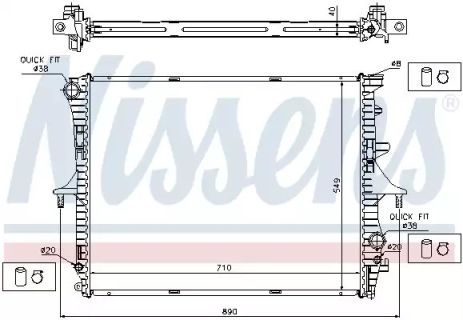 Радіатор охолодження двигуна AUDI Q7, VW TOUAREG, NISSENS (65276A)