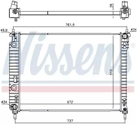 Радиатор охлаждения двигателя CHEVROLET CAPTIVA, OPEL ANTARA, NISSENS (616905)