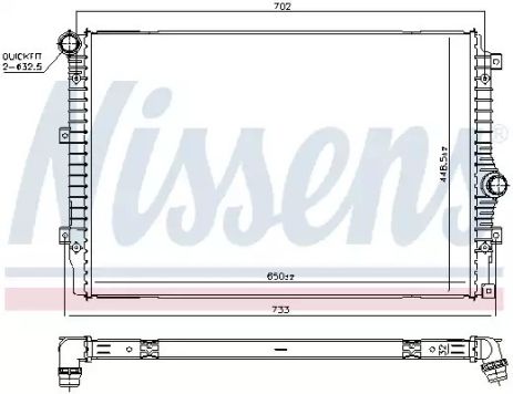 Радиатор охлаждения двигателя VW TIGUAN, NISSENS (606084)