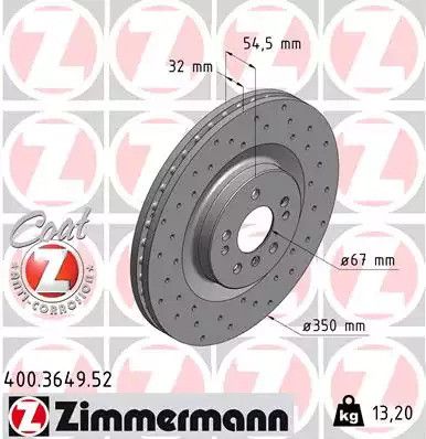 Диск тормозной MERCEDES-BENZ GL-CLASS, ZIMMERMANN (400364952)