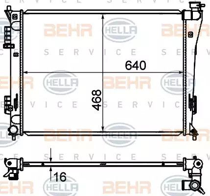 Радіатор охолодження двигуна HYUNDAI i40, HELLA (8MK376735251)