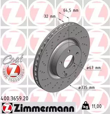 Диск тормозной MERCEDES-BENZ S-CLASS, ZIMMERMANN (400365920)