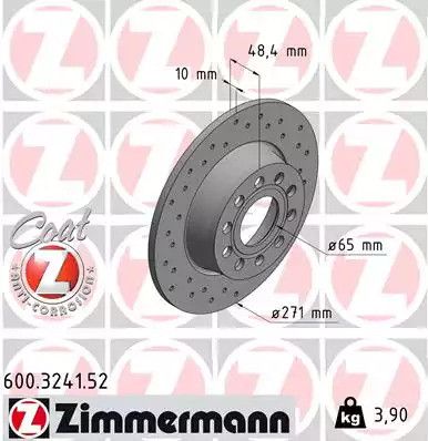 Диск тормозной SKODA SUPERB, SEAT ATECA, ZIMMERMANN (600324152)