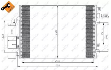 Радіатор, конденсор кондиціонера NISSAN KUBISTAR, RENAULT KANGOO, NRF (35967)