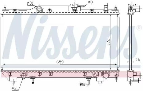 Радиатор охлаждения двигателя TOYOTA AVENSIS, NISSENS (64782A)