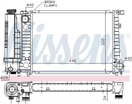 Радиатор охлаждения двигателя BMW 3, NISSENS (60735A)