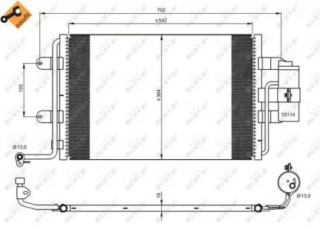 Радиатор, конденсор кондиционера SEAT LEON, VW GOLF, NRF (35227)