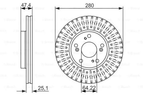 Диск тормозной HONDA CIVIC, BOSCH (0986479625)