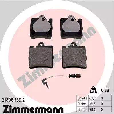 Комплект гальмівних колодок, дискове гальмо MERCEDES-BENZ CLC-CLASS, ZIMMERMANN (218981552)