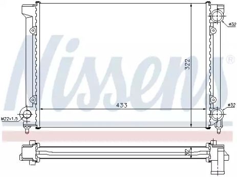 Радіатор охолодження двигуна VW PASSAT, NISSENS (651651)