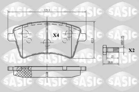 Комплект гальмівних колодок, дискове гальмо MERCEDES-BENZ CITAN, RENAULT KANGOO, Sasic (6214016)