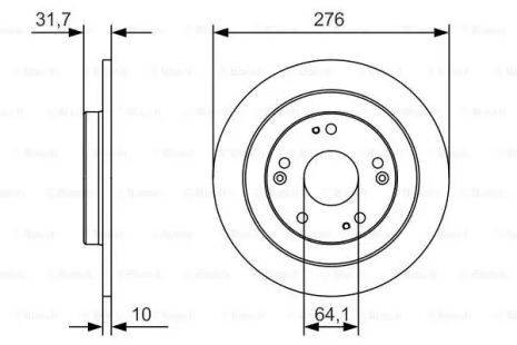 Диск тормозной HONDA CIVIC, BOSCH (0986479A92)