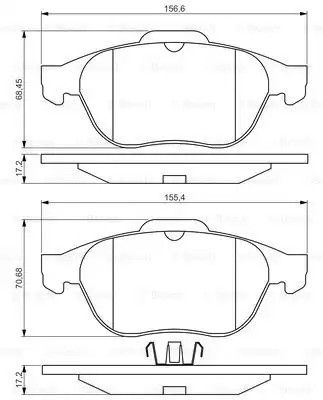 Комплект гальмівних колодок, дискове гальмо RENAULT GRAND, BOSCH (0986495264)