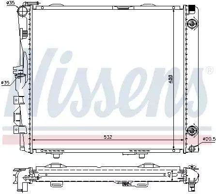 Радіатор охолодження двигуна MERCEDES-BENZ E-CLASS, NISSENS (62683A)