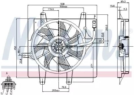 Вентилятор охлаждения двигателя CHRYSLER PT, NISSENS (85289)