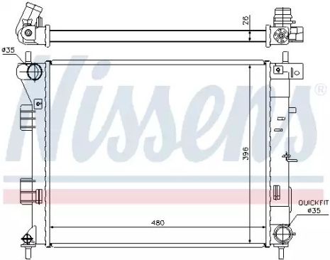 Радіатор охолодження двигуна KIA CEE'D, HYUNDAI i30, NISSENS (67607)