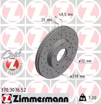 Диск тормозной MAZDA 5, ZIMMERMANN (370307652)