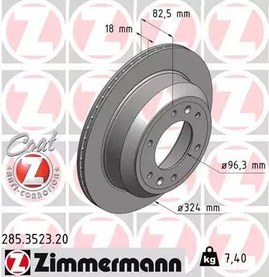 Диск тормозной HYUNDAI H-1, ZIMMERMANN (285352320)