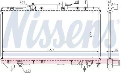 Радиатор охлаждения двигателя TOYOTA CARINA, NISSENS (64838A)