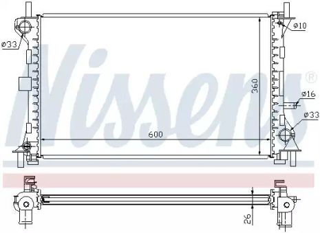 Радіатор охолодження двигуна FORD FOCUS, NISSENS (62052)