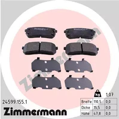 Комплект тормозных колодок, дисковый тормоз KIA SORENTO, HYUNDAI ix55, ZIMMERMANN (245991551)