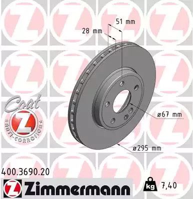 Диск тормозной MERCEDES-BENZ CLA, ZIMMERMANN (400369020)