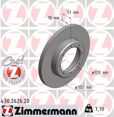 Диск тормозной NISSAN NV400, OPEL MOVANO, ZIMMERMANN (430262620)